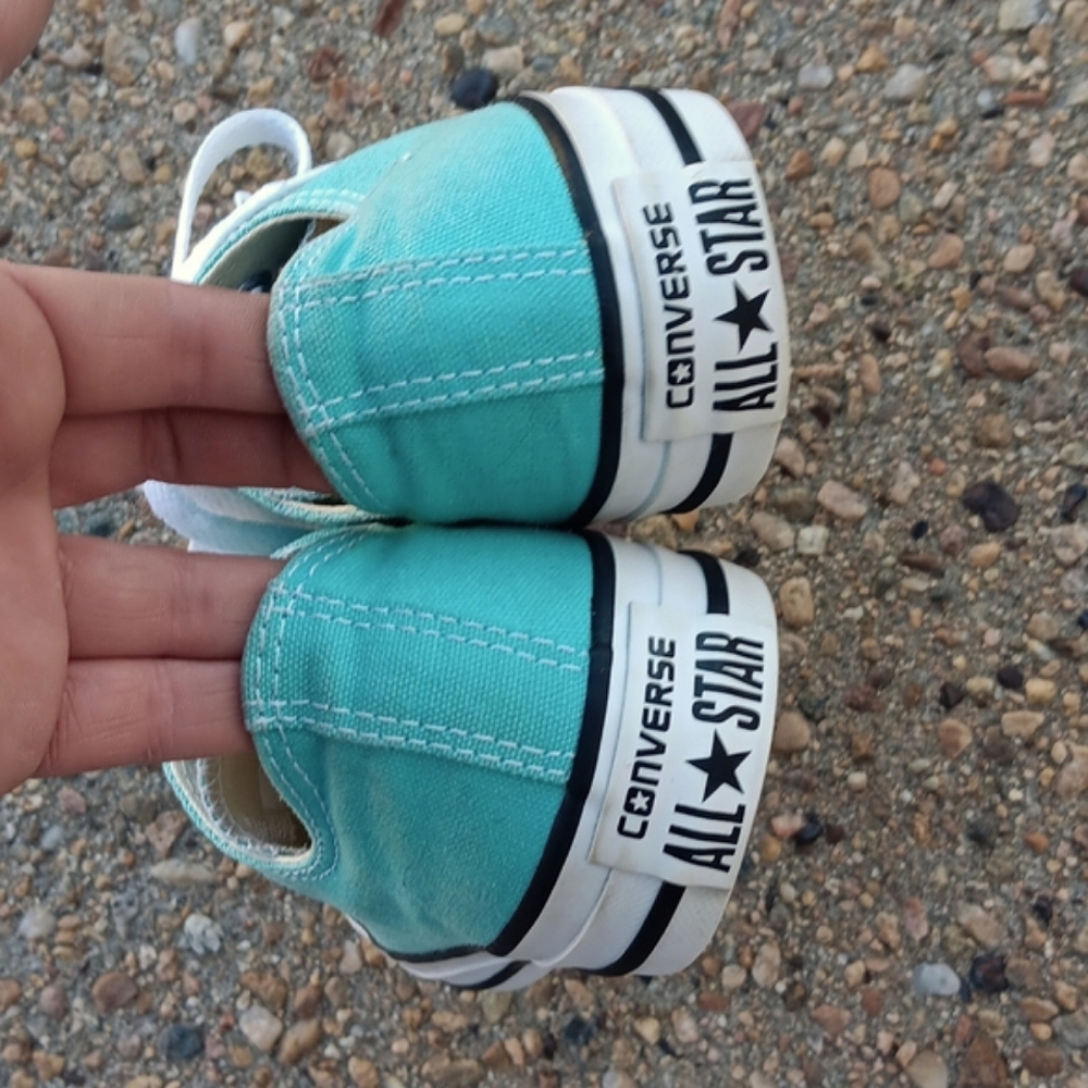 Converse all star classic canvas low top lace up sneakers womens sz 6 light blue - Picture 4 of 8